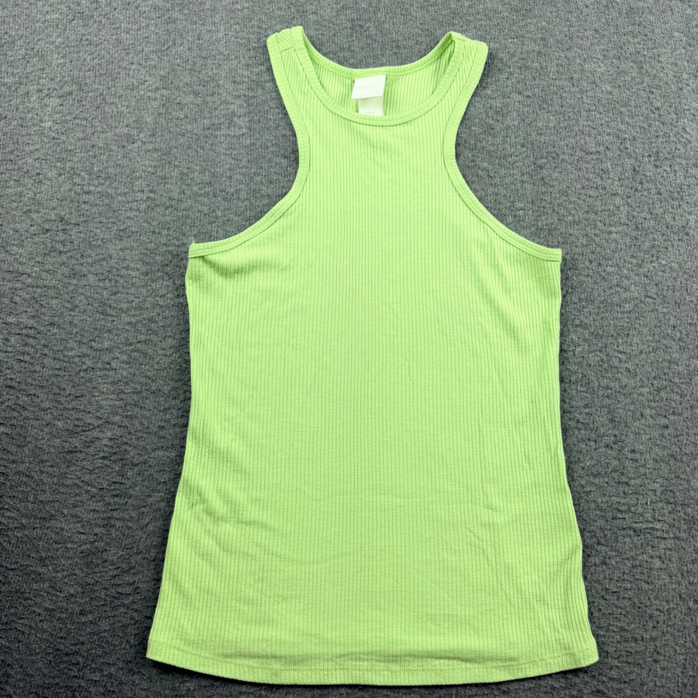 H&M Lime Green Ribbed Racerback Tank Top Women's S Small Modal Blend 0978740